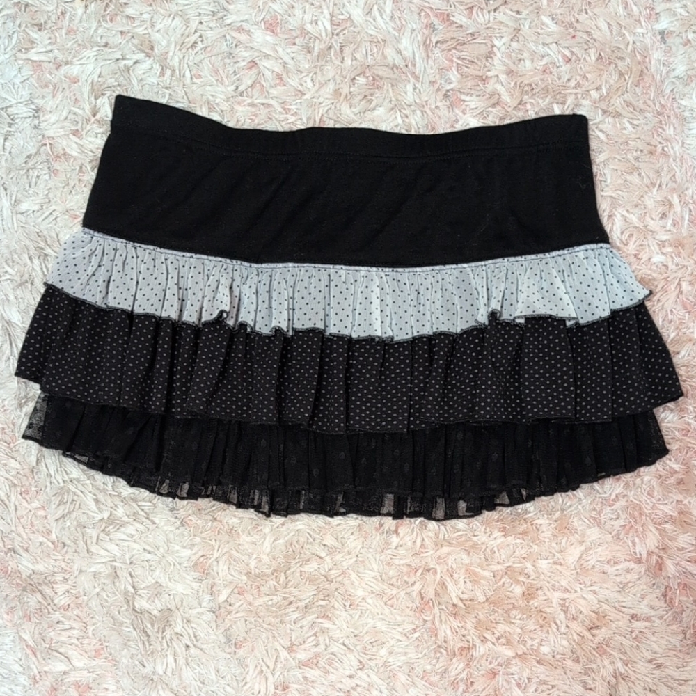 Vintage Black And White Polka Dot Mini Skirt By Super Low Fat Small Medium